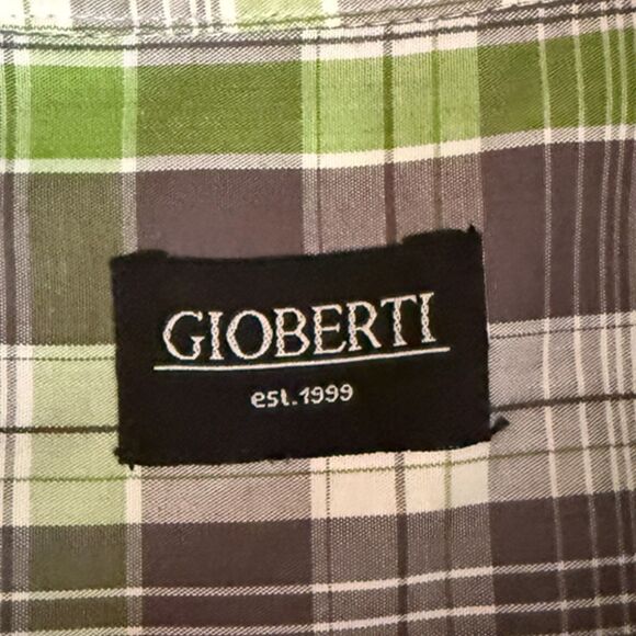 Gioberti Green & Gray Short Sleeve Button Front Shirt Size XXL - Picture 9 of 11